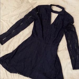 Lace navy dress